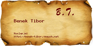 Benek Tibor névjegykártya